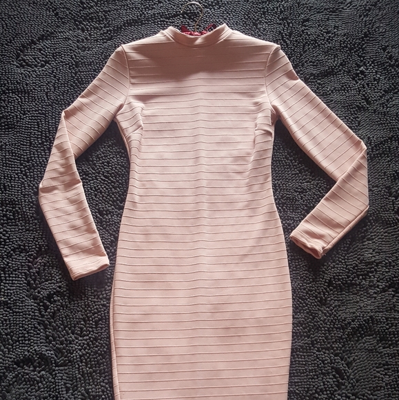 Fashion Nova Blush Pink Bodycon Ribbed 